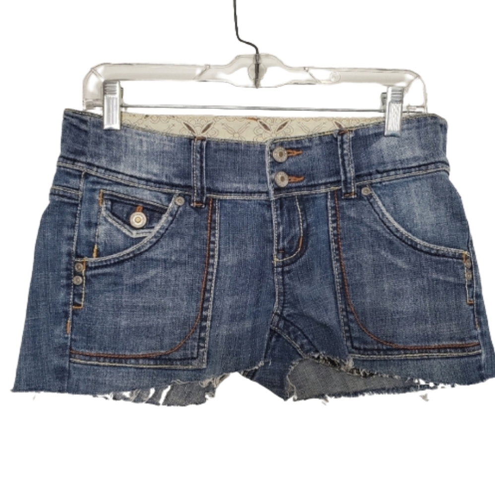 ROCK REVOLUTION LOW RISE CUT OFF JEAN SHORTS SZ 7